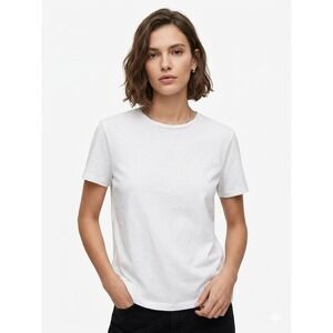 Zara Basic Short Sleeve T-Shirt Crew Neck Cotton Casual White Small